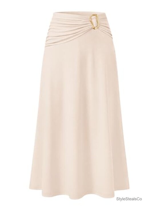 Dresses & Skirts - High Waist A-Line Knit Maxi Skirt with Elastic Waist